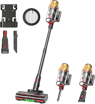 Lubluelu Akku Staubsauger kabellos 550W/50KPa, bis zu 50 Minuten Laufzeit, Staubsauger mit Smart Display & Anti-Tangle-Bodenbürste, leicht & flexibel, für Tierhaare, Teppiche, Auto und Hartböden