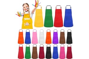 Ecoofor 24 Pieces 12 Colors Kid Aprons Set XL for 7-13 Age Children Chef Aprons Kids Painting for Kitchen Cooking Baking Painting