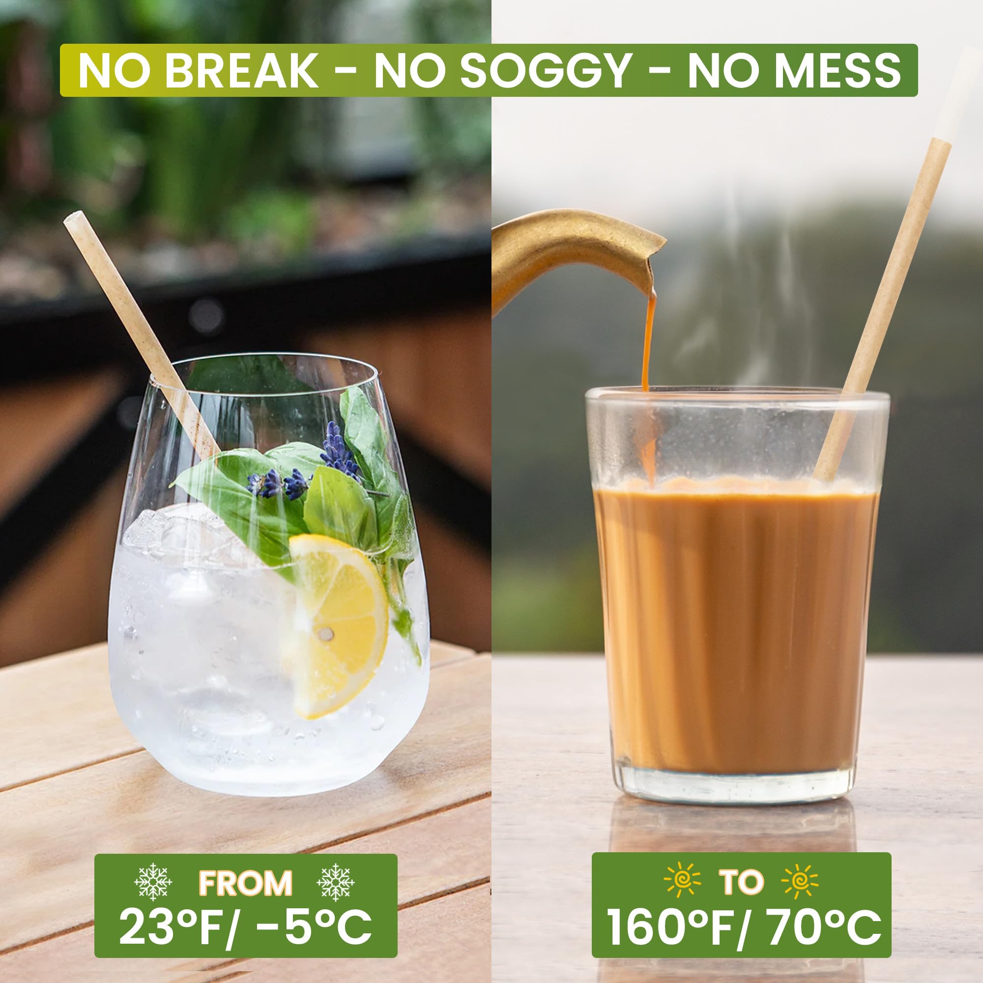 Miw Piw Biodegradable Coconut Straws - 200 Pieces Disposable, Plastic Free, Ecofriendly Coco Fiber Drinking Straws Bulk for Cold and Hot Beverages, Cocktail and Restaurant - Image 3