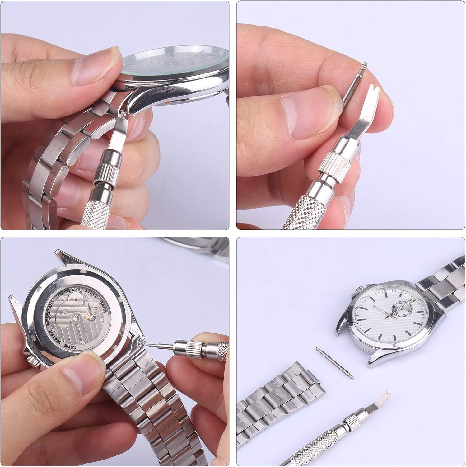 EFIXTK Spring Bar Tool,Watch Band Tool Set, Watch Wrist Bands Strap Removal Repair Fix Kit with Extra 3 Tips Pins & 32PCS Heavy Duty 316 Stainless Steel Pins: Watches