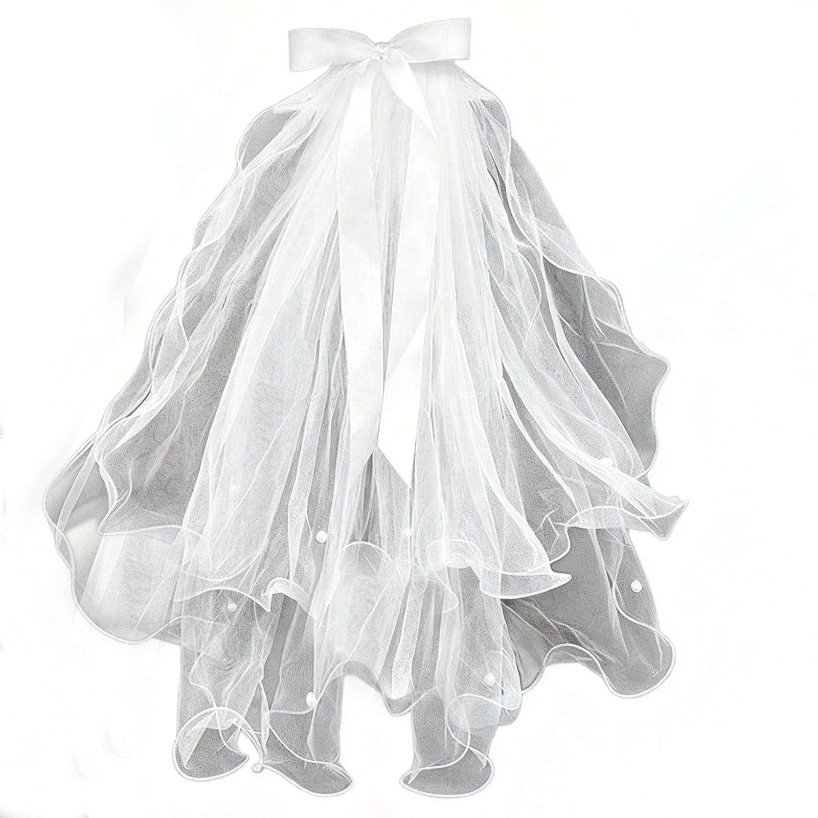 Hen Party Veil Bow, Bachelorette Veils for Brides with Comb Pearl Wedding Veil Short Bow Bride To Be Veil for Brides Shower Bachelorette Hen Do Night Party