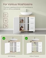VASAGLE Under Sink Cabinet 30 x 60 x 64 cm Cloud White Beige 3 Drawers view 4