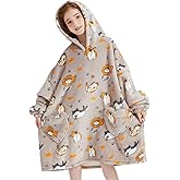 Fiosnow Cat Blanket Hoodies for Kids 6-13YR Oversize Wearable Blanket Hoodies for Boys Girls Teens