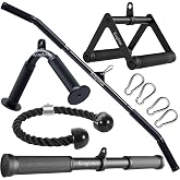 Kinglotus Cable Machine Attachments Set, Home Gym Accessories with 39" LAT Pull Down Bar, Straight Bar, V-Shaped Bar, Tricep Rope, Double D Handles, Weight Workout Equipment for Strength Training