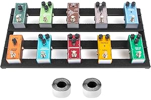 LOTKEY Guitar Pedal Board, Aluminium Alloy 2.2lb Light Pedal Board 19.0×9.6×1.7 Inch Black Pedalboard with Hook & Loop Tapes