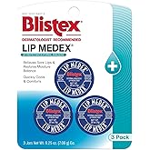 Blistex Lip Medex Medicated Lip Balm, 24 Hr Moisture, 0.25 oz, 3 Count | Immediate cooling for dry chapped lips, soothes and protects lips, helps restore moisture balance