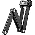 ROCKBROS Folding Bike Lock Combination Bike Lock with Mount Electric Bike Lock Heavy Duty Anti Theft Bicycle Locks with Mounting Bracket 4-Digit Foldable Bike Lock