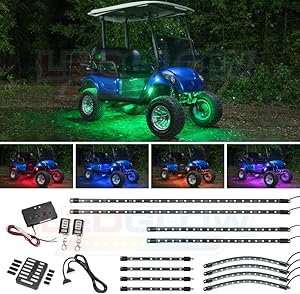 LEDGlow 12pc Million Color LED Golf Cart Underglow Accent Neon Lighting Kit with Wheel Well & Interior Lights for EZGO Yamaha Club Car - Fits Electric & Gas Golf Carts - Water Resistant