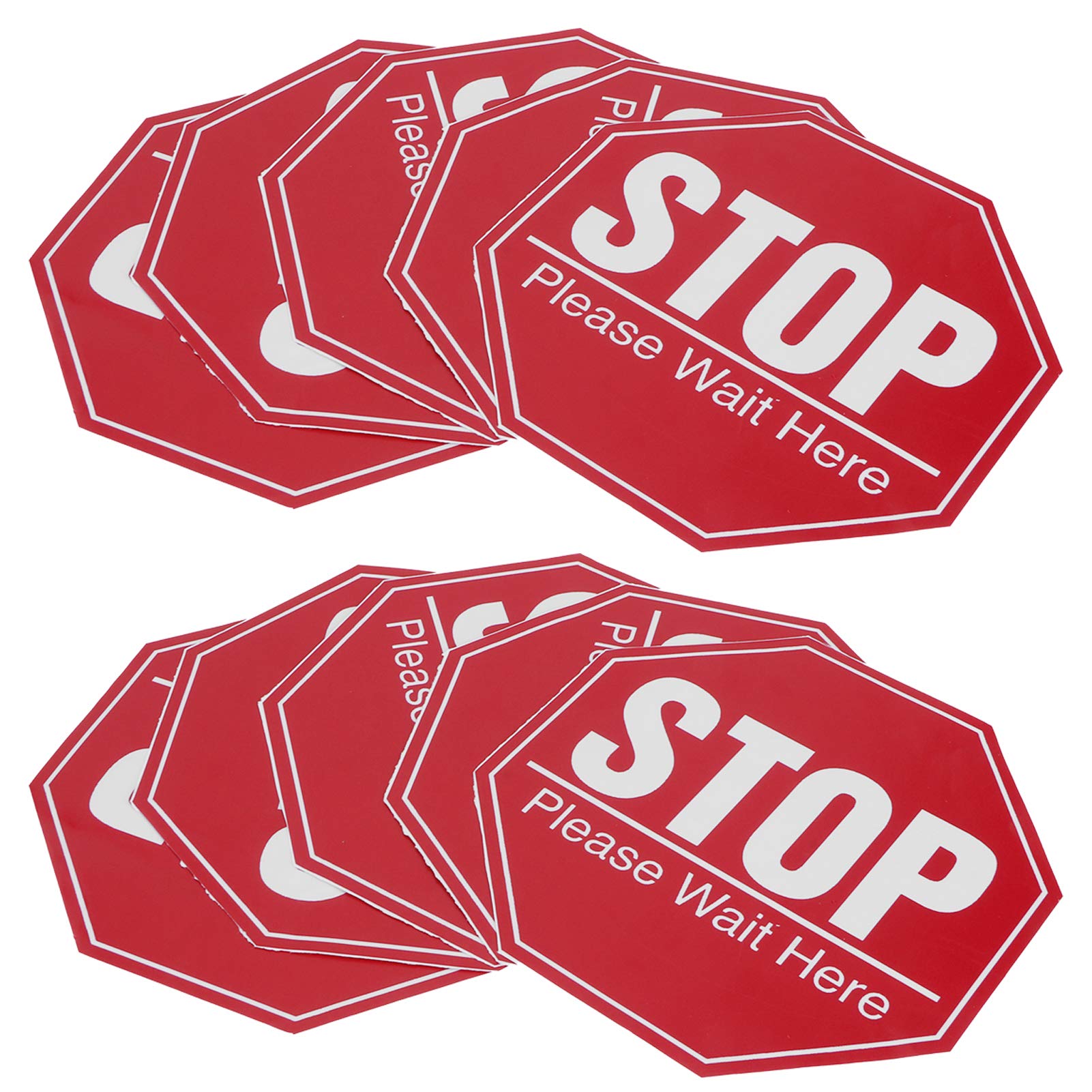 VIFERR Floor Stop Sign Stickers, 10pcs Floor Warning Stickers Stop Sign Safety Distancing Floor Marker Warning Decals for Public Area Use