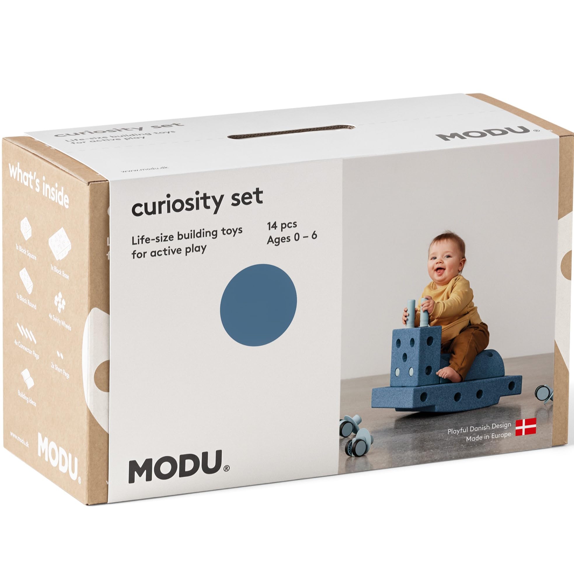 The MODU Curiosity set | Deep Blue/Sky Blue | Premium Life-Size Building Toy for Kids | 10+ Builds for Active Play & Motor Skills | Ride-On & Balance Toy | Creative Play for Toddlers, Age 0–6