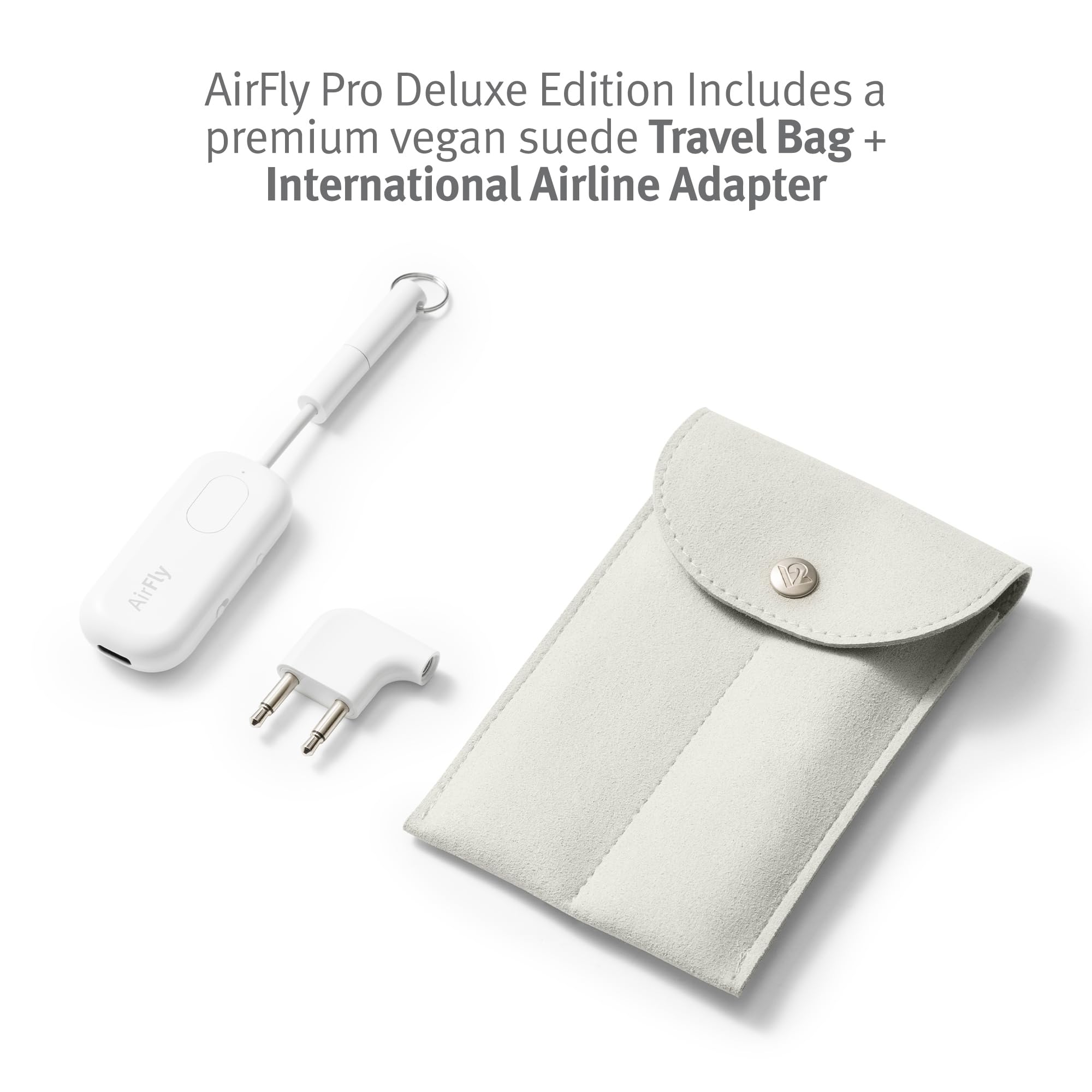 Twelve South AirFly Pro Deluxe | Bluetooth Wireless Audio Transmitter/Receiver for up to 2 AirPods/Wireless Headphones Use with 3.5mm Audio Jack; International Headphone Adapter & Travel Case