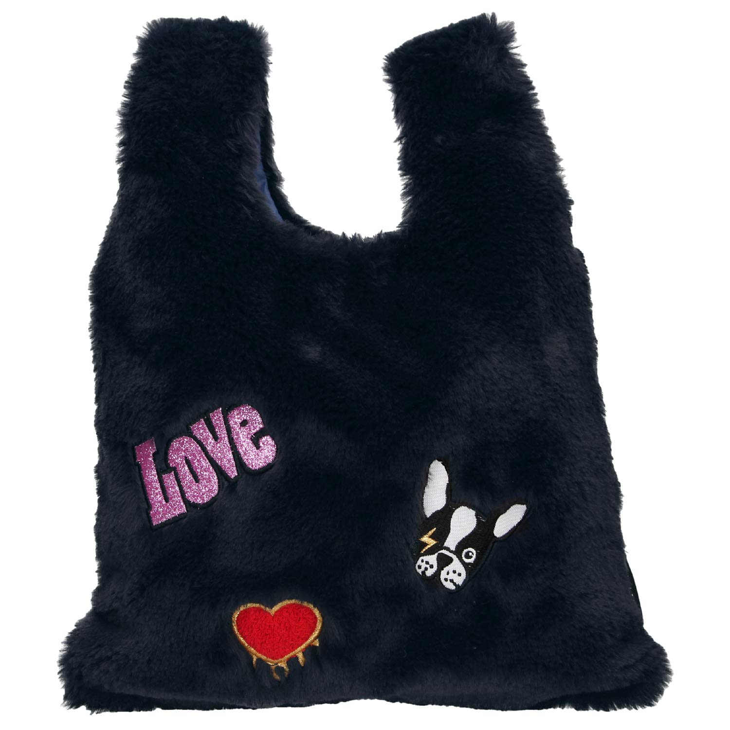 Depesche TopModel 10683 Faux Fur Bag Approx. 34 x 27 x 3 cm Dark Blue