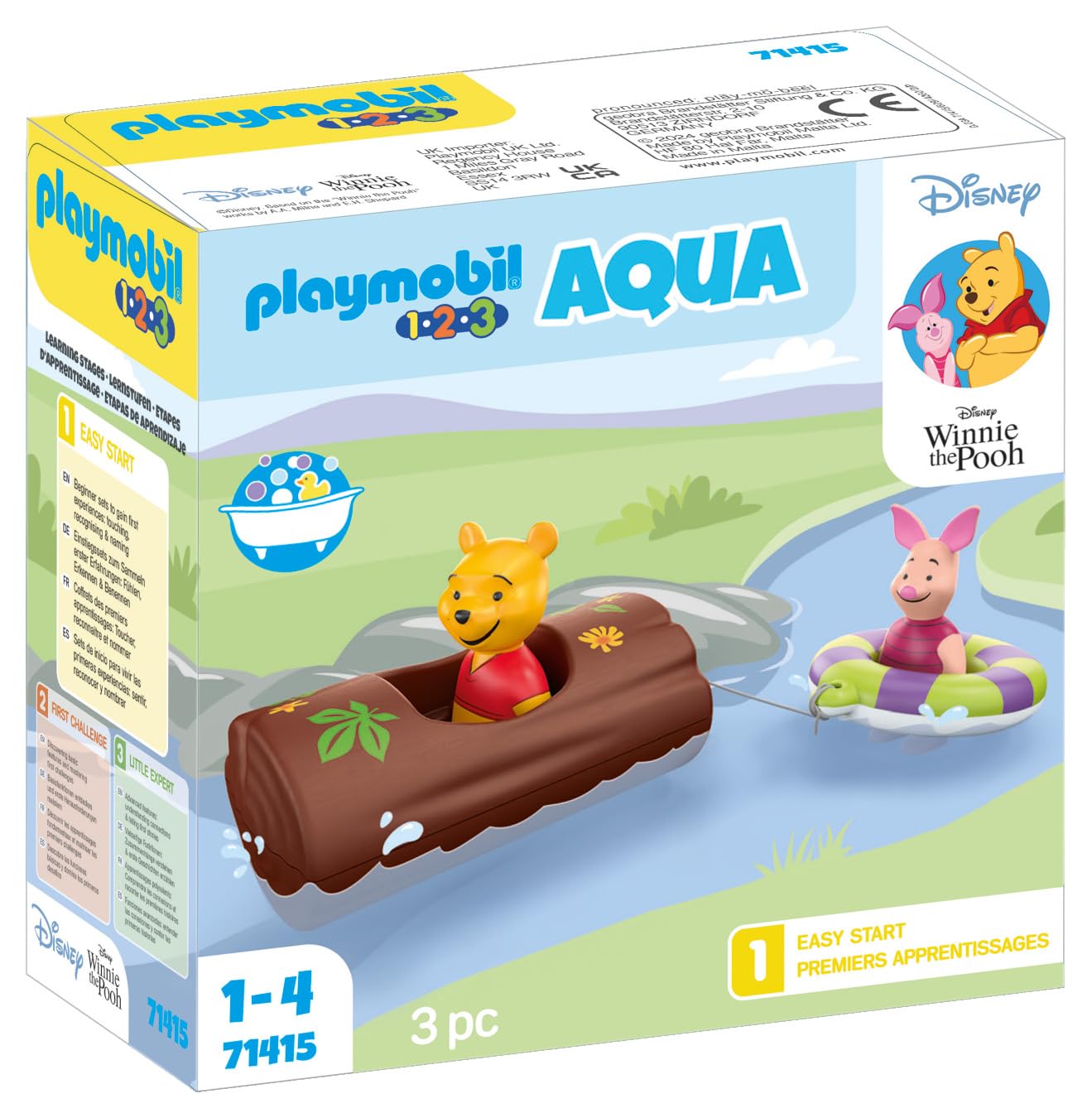 Playmobil 71415 1.2.3 AQUA & Disney: Winnie's & Piglet's Water Adventure, educational toys for toddlers, gifting toy and fun imaginative role-play, playsets for children ages 12 months+