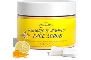 POP MODERN.C Vitamin C and Turmeric Face Scrub Cream Organics Microdermabrasion Facial Scrub Exfoliating Clears Blackheads Improve Dark Spot Acne with Strawberry Extract Exfoliator 130g/4.5oz