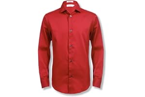 Calvin Klein boys Long Sleeve Sateen Dress Shirt, Button-down Style With Cuffs & Shirttail Hem