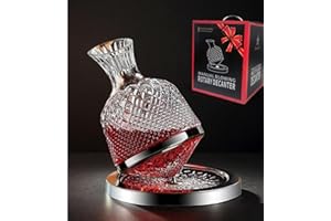 Wine Decanter Set - Crystal Red Wine Decanter, Shelf Spinning Glass Wine Aerator Carafes, Jarler Hand Blown Lead-Free Decante