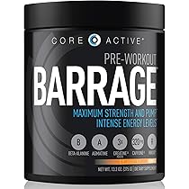 Amazon Com Core Active Barrage Pre Workout Pre Workout For Men And Women With Creatine Beta Alanine Agmatine Sulfate And Caffeine Pump Up Your Workout With Intense Energy And Focus Orange 30