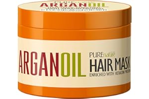 PURE NATURE LUX SPA Moroccan Argan Oil Intense Hair Mask - Hydrating Technology for Damaged, Extremely Dry Split Ends - Deep Conditioner Repair Treatment for Curly, Straight, Frizzy, Black and Color Treated Hair