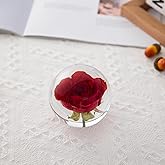 MARZIUS Crystal Ball with Preserved Flower Rose - 3.1 Inch Super Clear Sphere for Living Room Decoration and Gift for Men,Women,Kids,Boys,Girls,Teens (Rose)