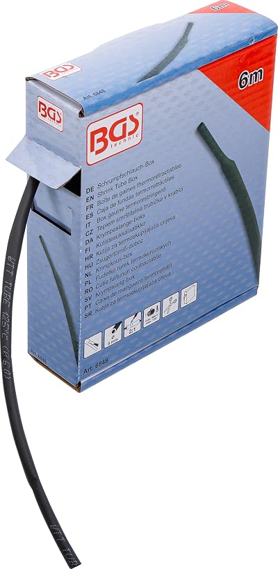 BGS Shrink Tube Box Black Ø 5 mm 6 m | Shrink Tube in Cardboard Dispenser