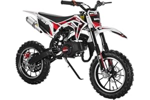 SAMFANSAR Kids dirt bike - 49cc Dirt Bikes Gas Mini Bike Kids Motorcycle, Upgrade Pit Bike Mini Motorcycle for kids, Off Road Tires, Front Rear Disc Brakes, Pull Start, Pocket Bike Gift for Child Teens, Black