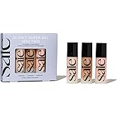 Saie Mini Glowy Super Gel Trio Gift Set - Lightweight Makeup Primer & All-Over Liquid Highlighter for Instant Glowy, Glass Skin - With Glycerin & Squalane - Starglow, Roseglow & Sunglow (0.5 oz Each)