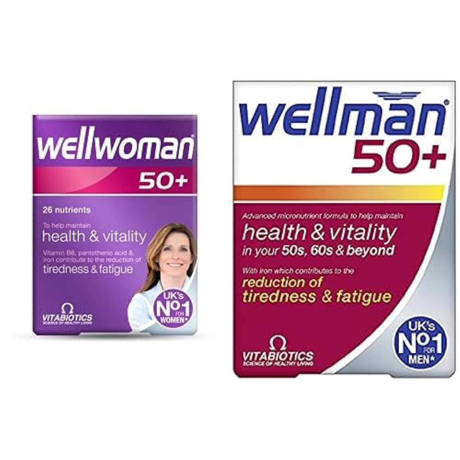 Vitabiotics Wellwoman 50+, 30 Tablets and Wellman 50+, 30 Tablets Bundle