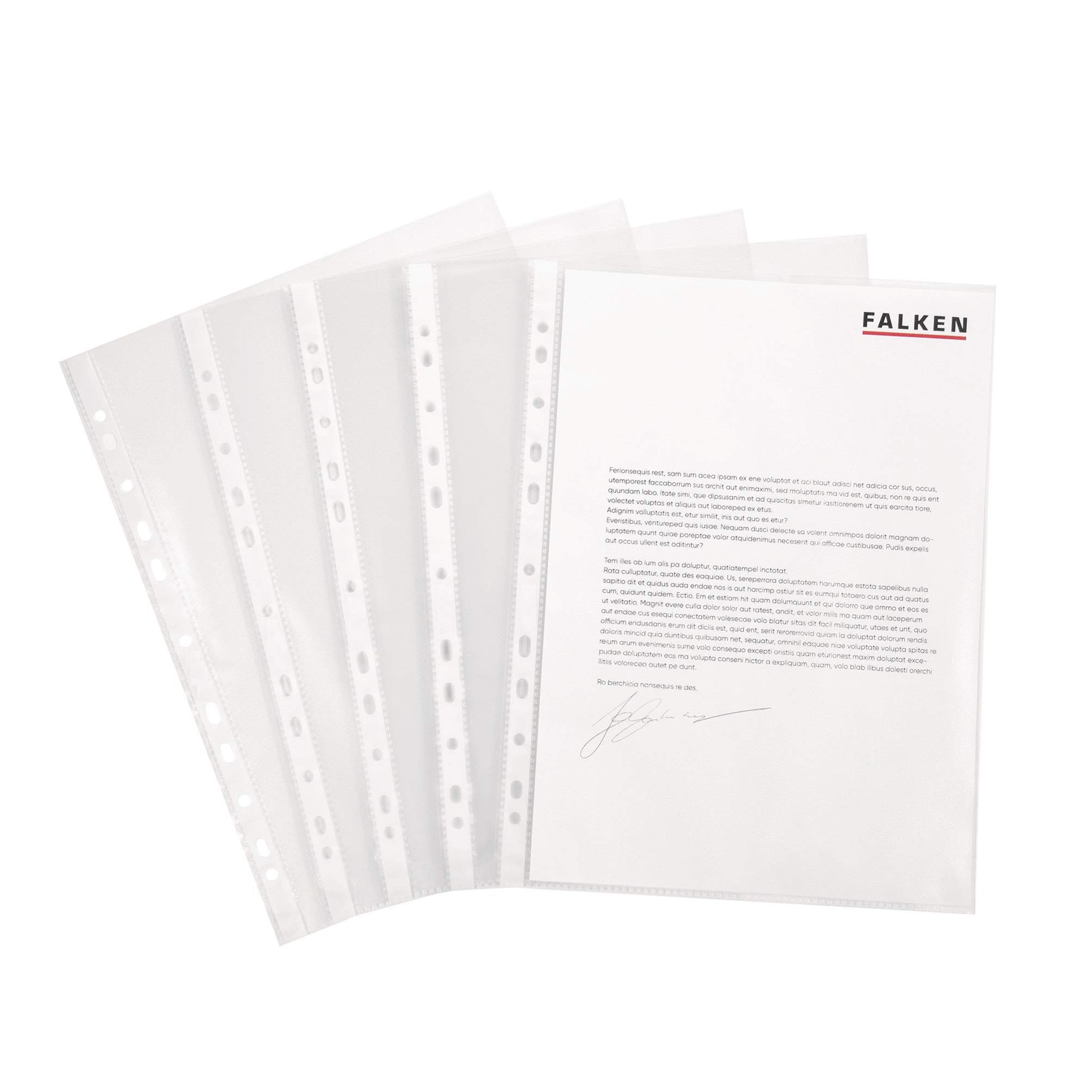 Original Falken 100 pack standard PP plastic brochure pockets. For DIN A4 transparent crystal clear open top transparent plastic cover transparent cover ideal for folders ring binders and files