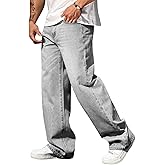 Verdusa Men's High Waist Loose Jeans Baggy Straight Leg Denim Pants Trousers