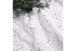 MandyQ Christmas Tree Skirt,Luxury White Plush Faux Fur Stars Moon Tree Skirt,30" 36" 48" Xmas Tree Skirt for Christmas Holiday Decoration 906/Silver/78cm