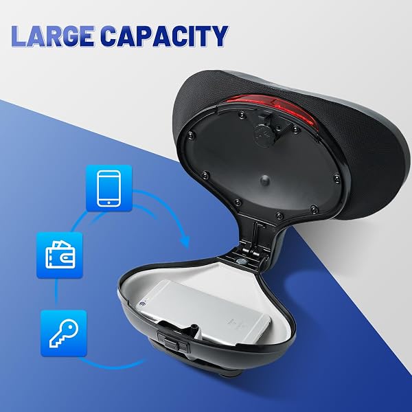 YLG LARGE CAPACITY BIKE SEAT STORAGE BOX WITH LOCK, UNIVERSAL MOUNTING KIT FOR E-BIKES AND CRUISER BIKES, BLACK