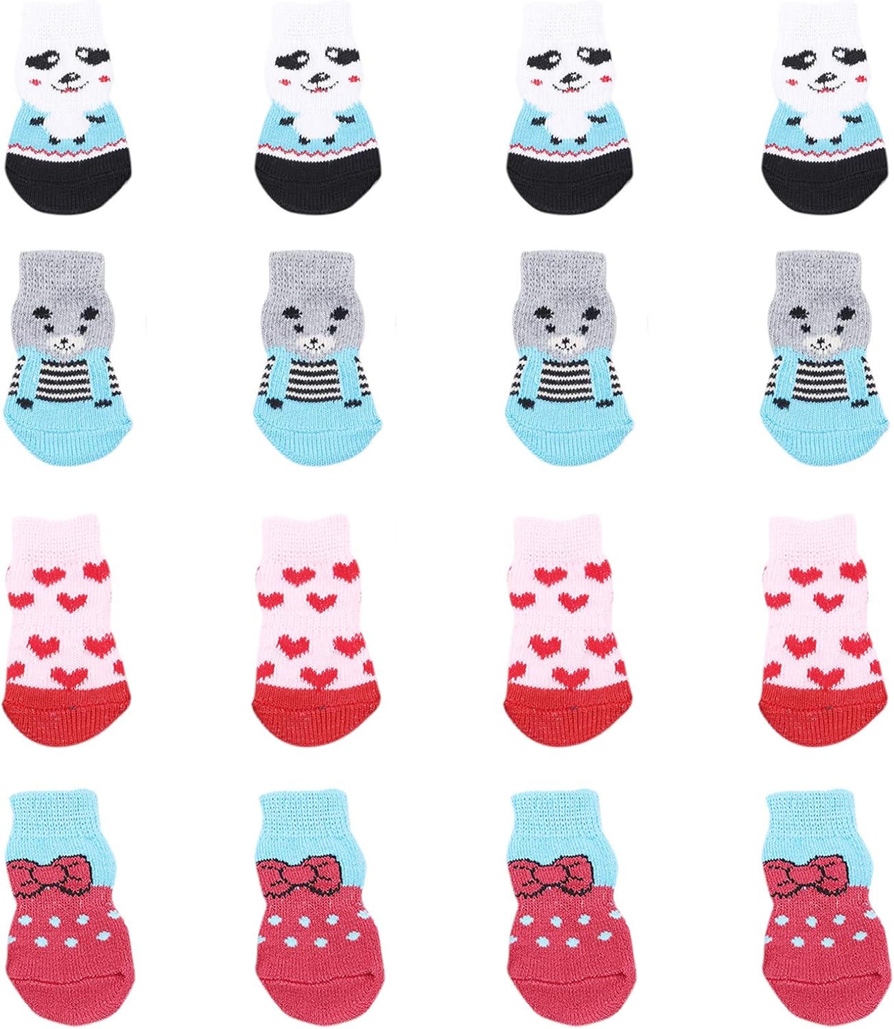 NO Heiqlay Dog Socks Pet Socks Dog Cat Paw Protector Traction Control Socks for Indoor Wear Anti-Slip Cute Keep Warm Pet Dog Cat Socks with Rubber Reinforcement, 4 set, S - Image 4