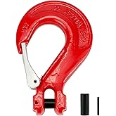 QWORK Clevis Slip Hook with Latch, 1 Pack, 1/2", 11600 lbs Load Limit, Grade 80 Drop Forged Alloy Steel