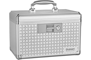 GLOSEN Medicine Lock Box,Storage Lock Box Lockable Dorm Storage Trunk with Key Lock - Briefcase, 【Small】10 * 6.7 * 6.7inch Medicine Lock Box, Lock Boxes for Personal Items