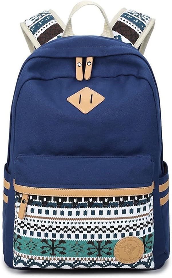 School Bag for Teenage Girls FYHAP Cute Lightweight Casual Backpack Canvas Waterproof Rucksack for 14"-15" Laptop (32 x 14 x 42 cm)