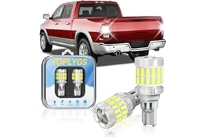 TOPLYGS 912 921 Bulb Fit For 2007-2018 Ram 1500 2500 3500 2019-2024 Ram 1500 Classic Reverse Light Bulb, 6000K White, OEM T15 LED Bulb Replacement, 360° Illumination with Projector, Pack of 2