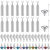 patscorai Urn Necklace For Ashes, 16 Pieces Urn Necklace, Stainless Steel Cremation Jewelry For Women Men, Cylinder Keepsake Pendant With Funnel(silver,16 Pieces)