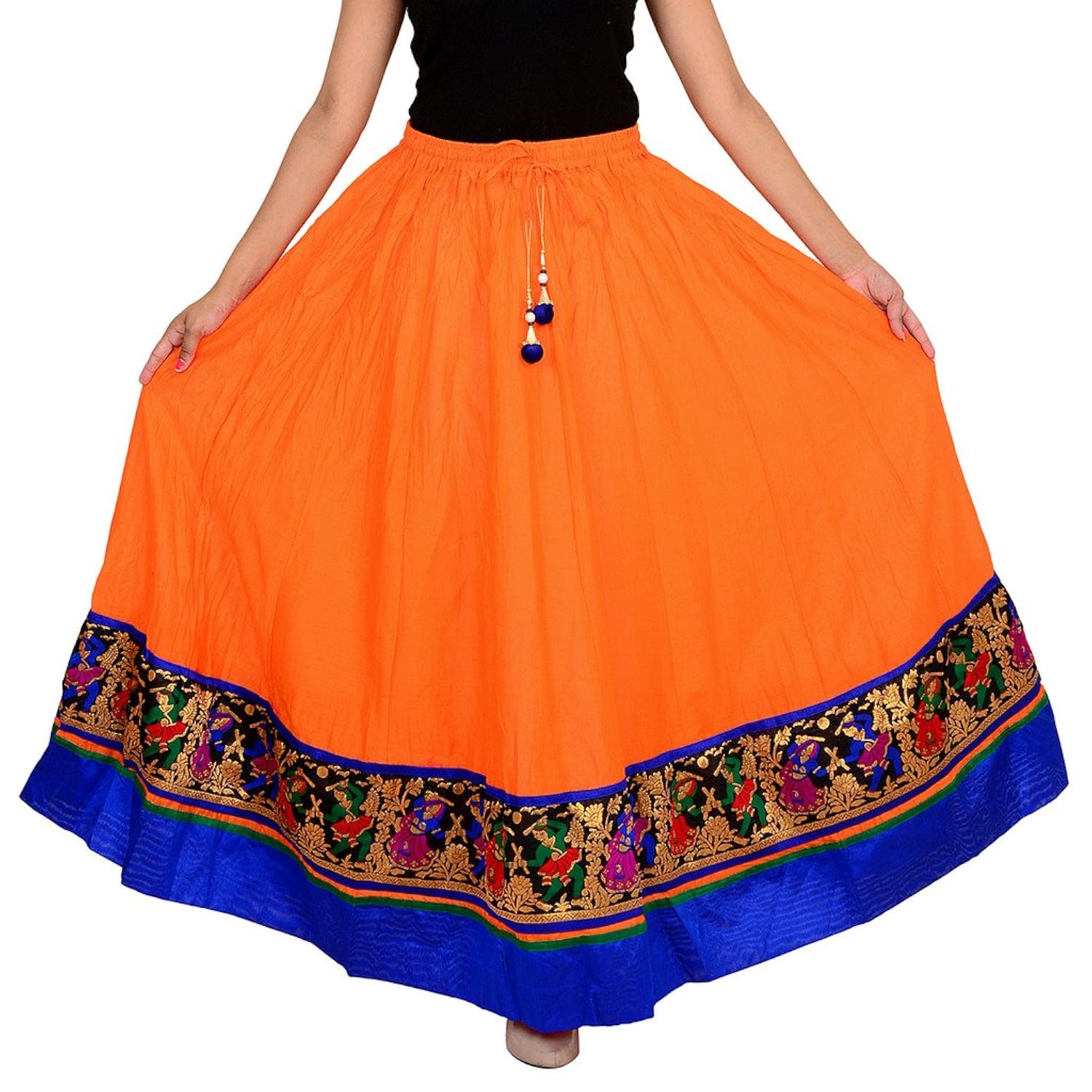ooltah chashma women's long skirt - skrt-126_orange_free size