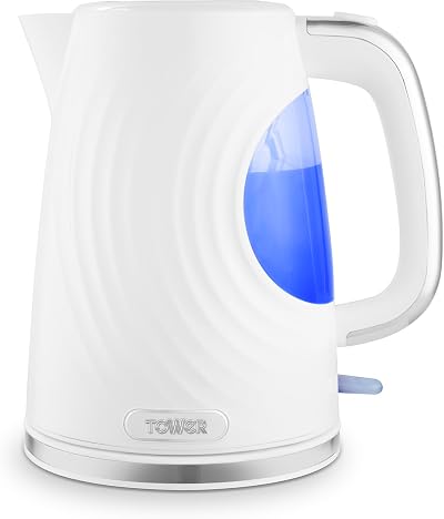 Tower T10083WHT Sonar Textured Kettle 1.7L 3000W Blue Light 360 Base