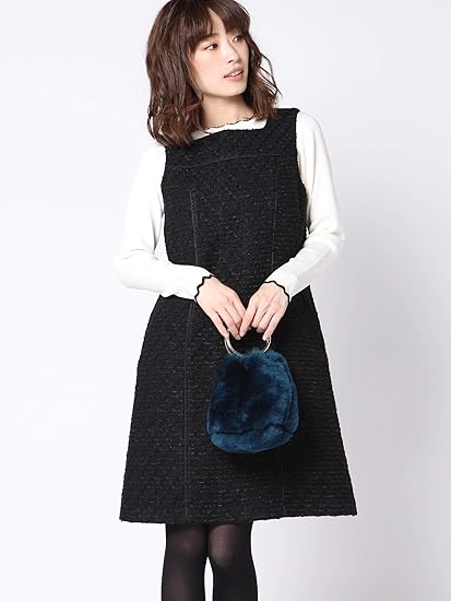 Amazon ケティ Ketty 桐谷美玲さん着用 クロスチェックツイードワンピース M ブラック ワンピース チュニック 通販