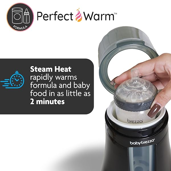BABY BREZZA FAST BABY BOTTLE WARMER – BABY MILK WARMER + BREASTMILK WARMER DEFROSTER – 2 UNIQUE TEMPERATURES FOR BREASTMILK + FORMULA – UNIVERSAL FIT FOR ALL BOTTLES, STORAGE BAGS + FOOD JARS