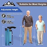 supregear Folding Walking Cane Adjustable Lightweight Blue 85-95 cm view 2