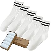 Xhonp Mini Crew Socks for Women Striped Quarter Socks Vintage Retro Running Socks 5 Pairs