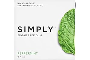 SIMPLY Gum | Dental Gum | Xylitol Chewing Gum - Sugar Free | Peppermint | Pack of Six (90 Pieces Total) | Synthetic Plastic Free + Sugar Free + Aspartame Free