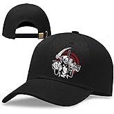 NRUXT Death Scythe Skull Hats Baseball Cap for Men Plain Black Snapback Hats for Women Death Devil Trucker Dad Baseball Cap