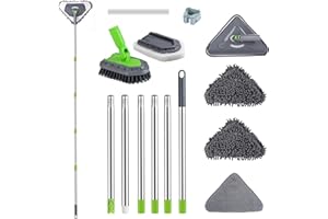 ROKOXIN 85 Inch Wall Cleaner Mop & Shower Scrubber with Long Handle - Baseboard Cleaner Tool Duster for Wall Washer Ceiling Window, Shower Cleaning Brush for Bathroom Bathtub