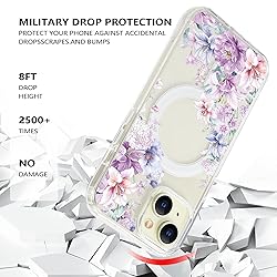 Tcaraersing for iPhone 15 Clear Flower Magnetic