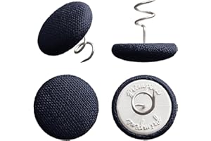 Primpins Long Upholstery Pins - Classic Linen - 20 Colors Available - Fabric Covered Button Twist Pins - Keeps Furniture Covers in Place (Set of 12, Navy)