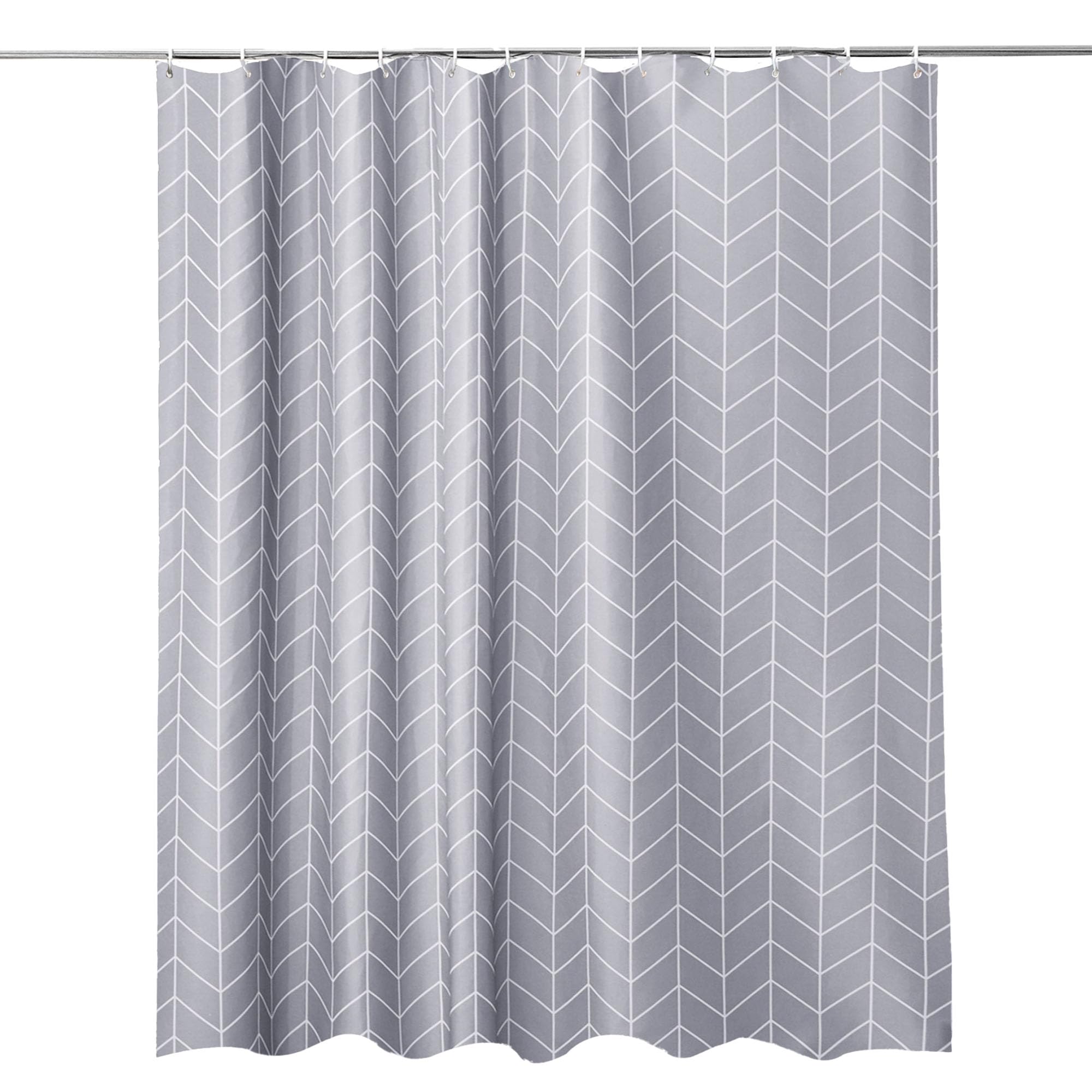 WedDecor Bathroom Shower Curtain Waterproof Mould Free Mildew Resistant, Heavy Duty 100% Polyester Fabric Curtains Liner Washable & Wipe Clean with 12 Curtain Hooks, Classic Arrows Grey, 180x180cm