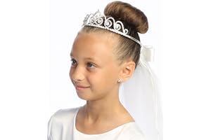 Pink Princess First Communion Veil for Girls 7-16 - Girls Veil with Tiara - 1st Holy Communion Veil - Velos para Primera Comunion